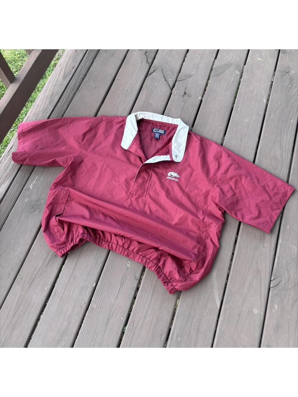 Arkansas Razorbacks Pullover Windbreaker Jacket Red Sportswear Men’s XL 27x27